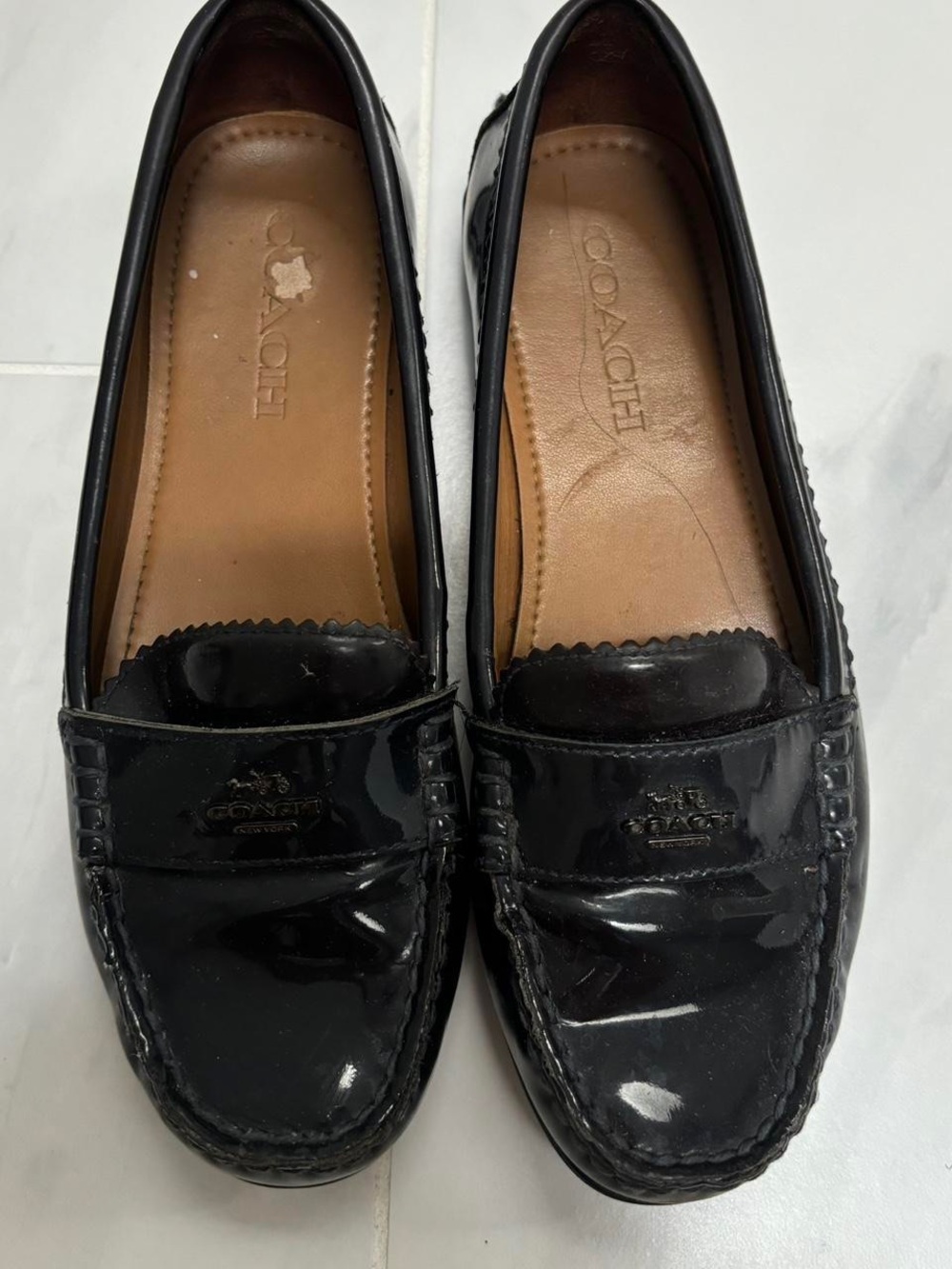 Coach Black Patent Leather Penny Loafers 5.5